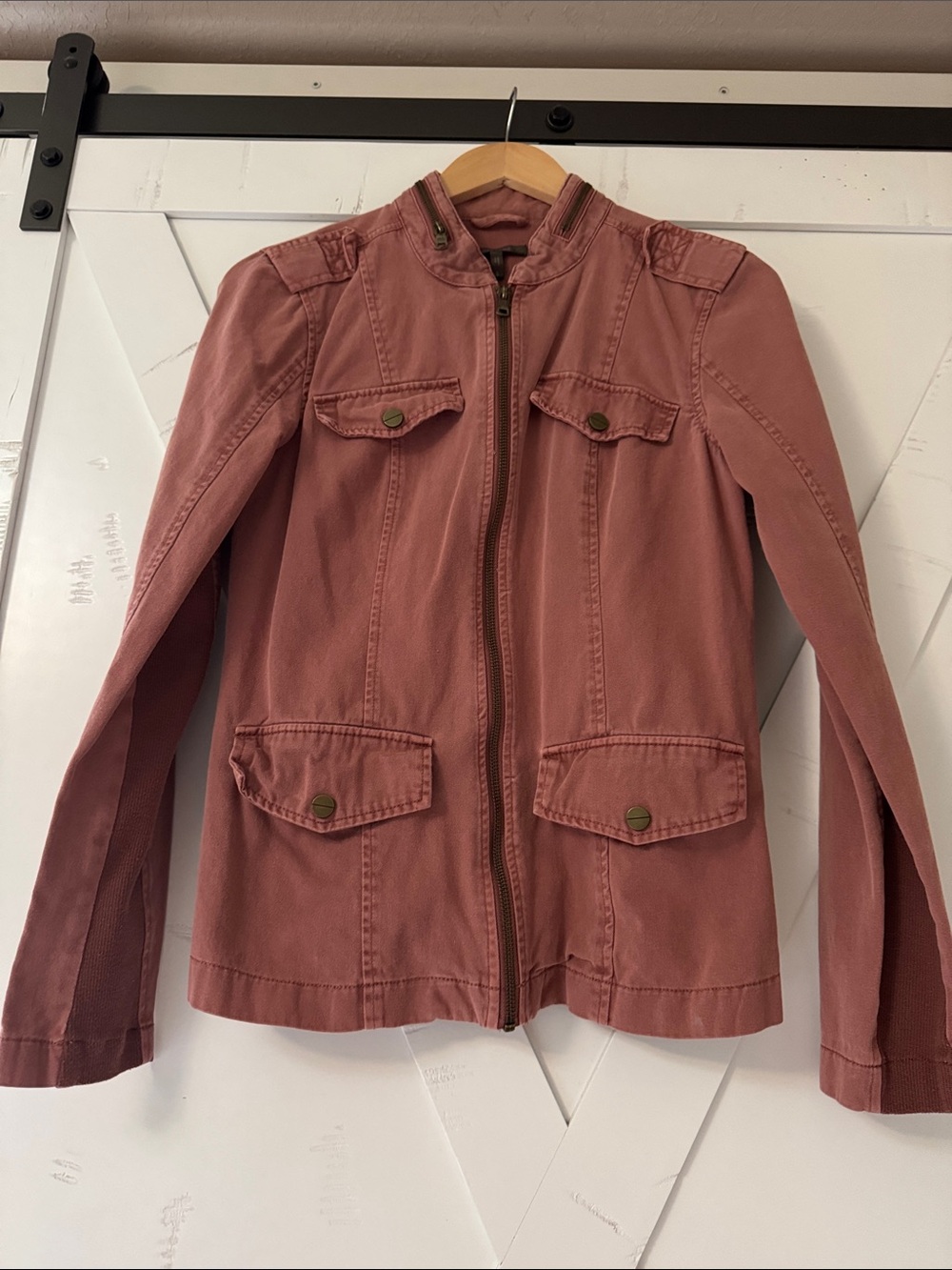 Maurices Dusty Rose Utility Jacket with Button Flap Pockets